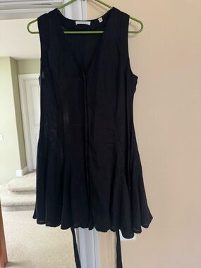 Doen Black Sleeveless V-Neck Swing Dress